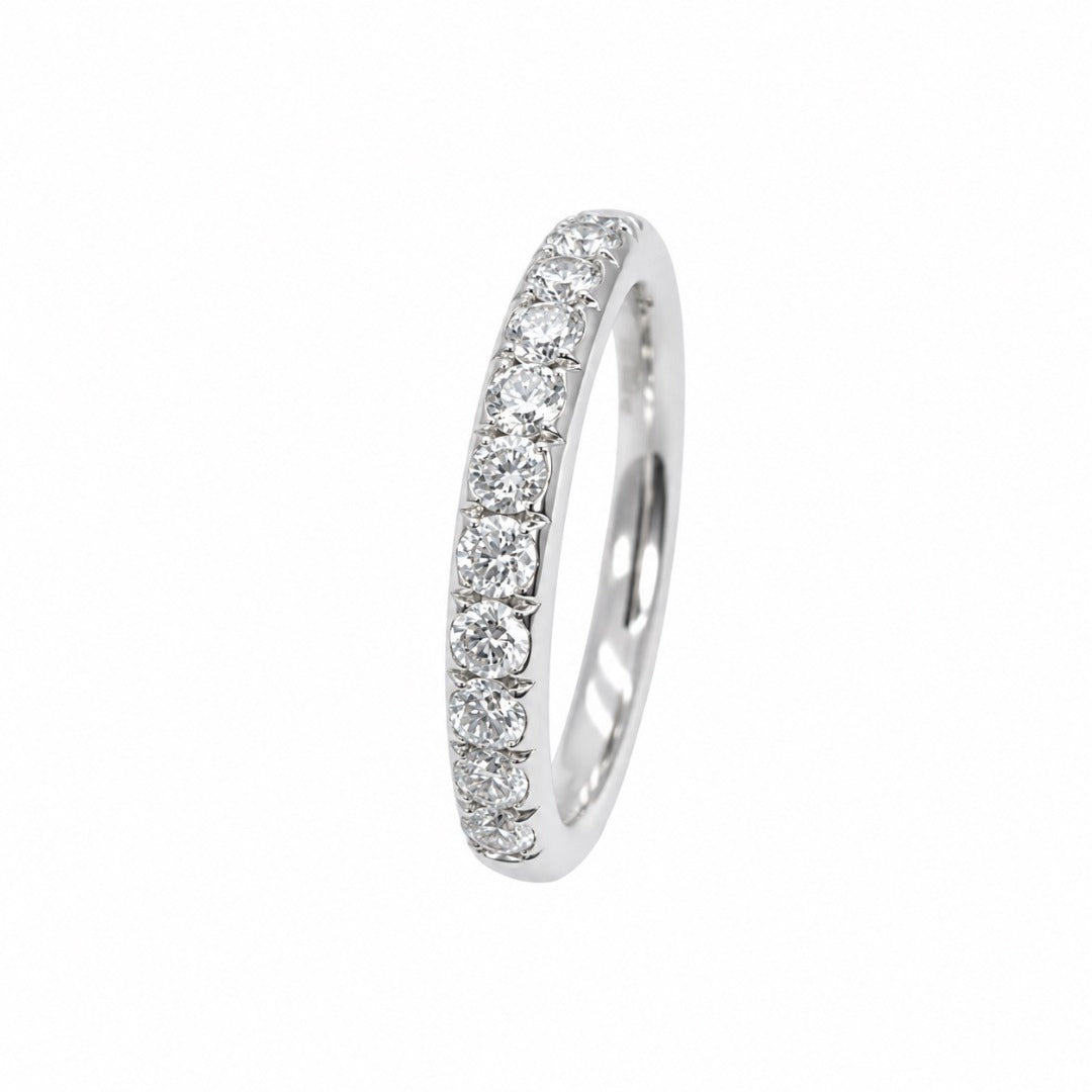 14ct White Gold Natural Diamond Half Eternity Ring Grain Set 0.58ct