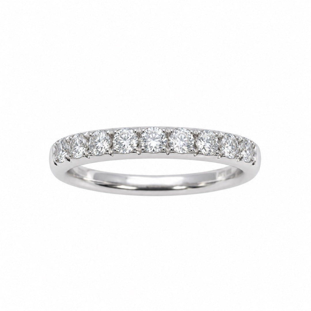 14ct White Gold Natural Diamond Half Eternity Ring Grain Set 0.58ct