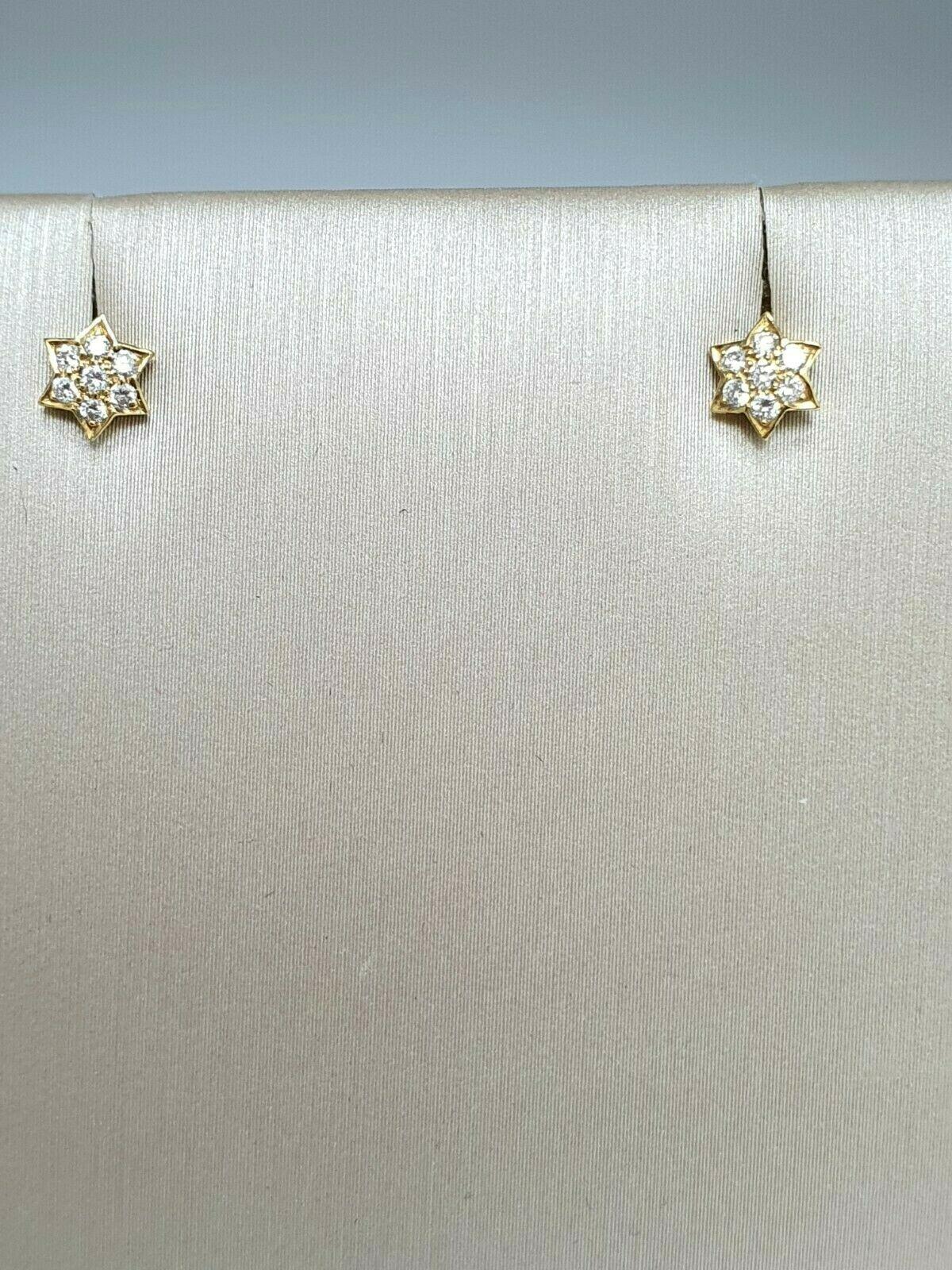 18ct Yellow gold with Round Diamonds Star Stud Earrings claw set 0.10cts