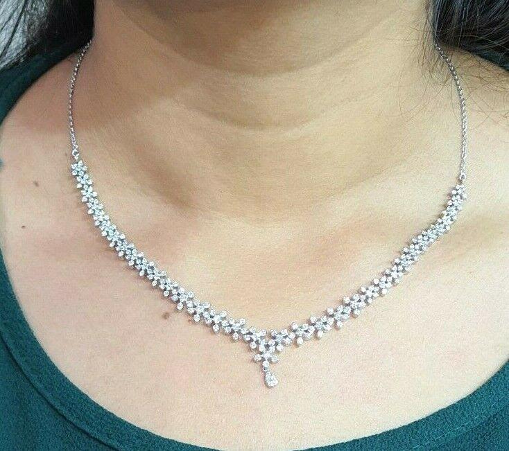 18Carat White Gold Diamond Necklace & Earrings 4.63cts 