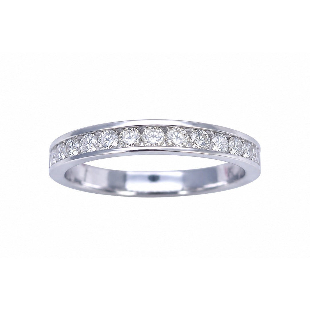 18ct White Gold Natural Diamond Channel Set Half Eternity Ring 0.50ct