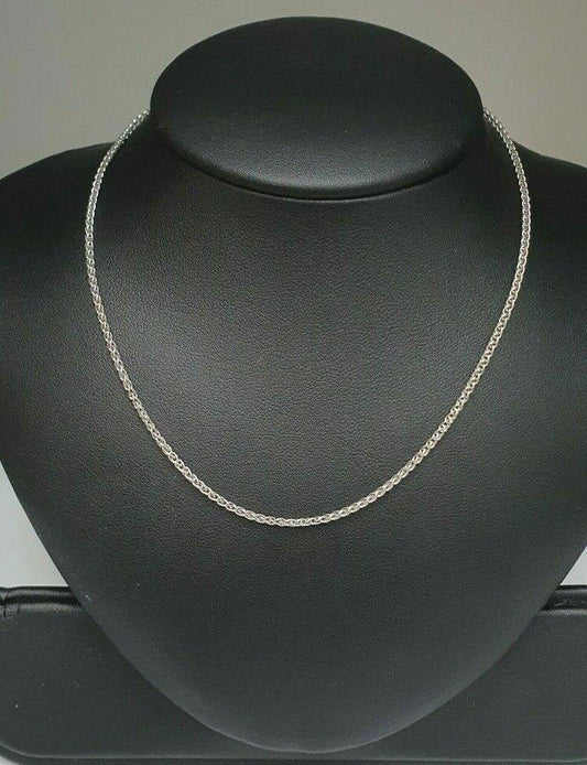 18ct White Gold Ladies Spiga Chain Necklace 16'' inches Long Hallmarked