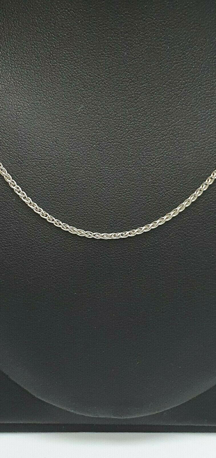 18ct White Gold Ladies Spiga Chain Necklace 16'' inches Long Hallmarked