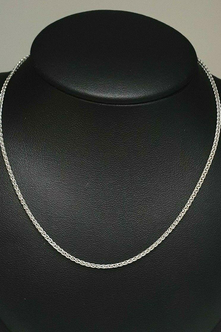 18ct White Gold Ladies Spiga Chain Necklace 16'' inches Long Hallmarked