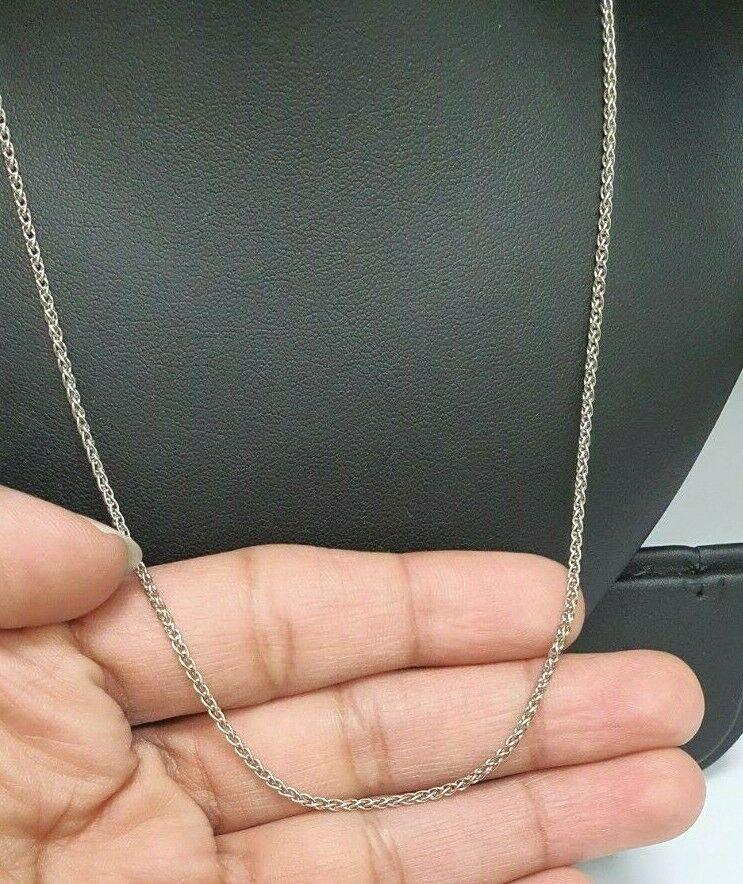 18ct White Gold Ladies Spiga Chain Necklace 16'' inches Long Hallmarked