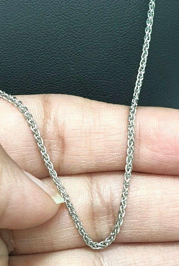 18ct White Gold Ladies Spiga Chain Necklace 16'' inches Long Hallmarked