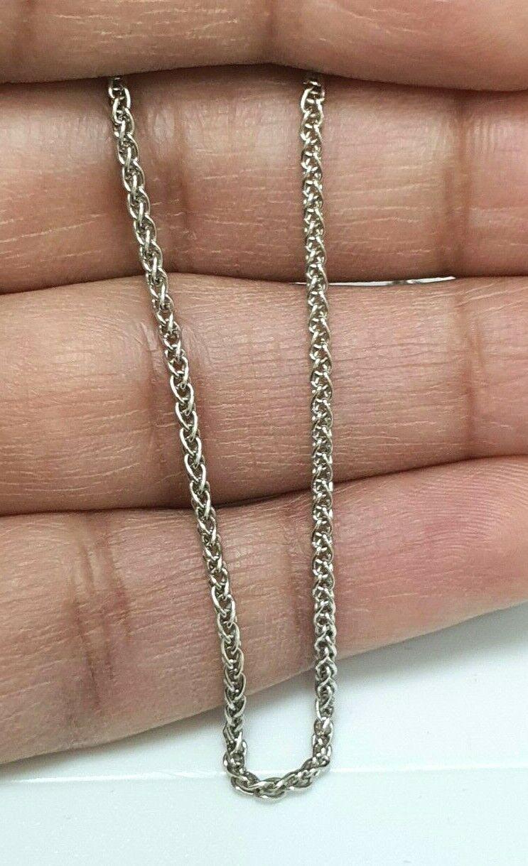 18ct White Gold Ladies Spiga Chain Necklace 16'' inches Long Hallmarked