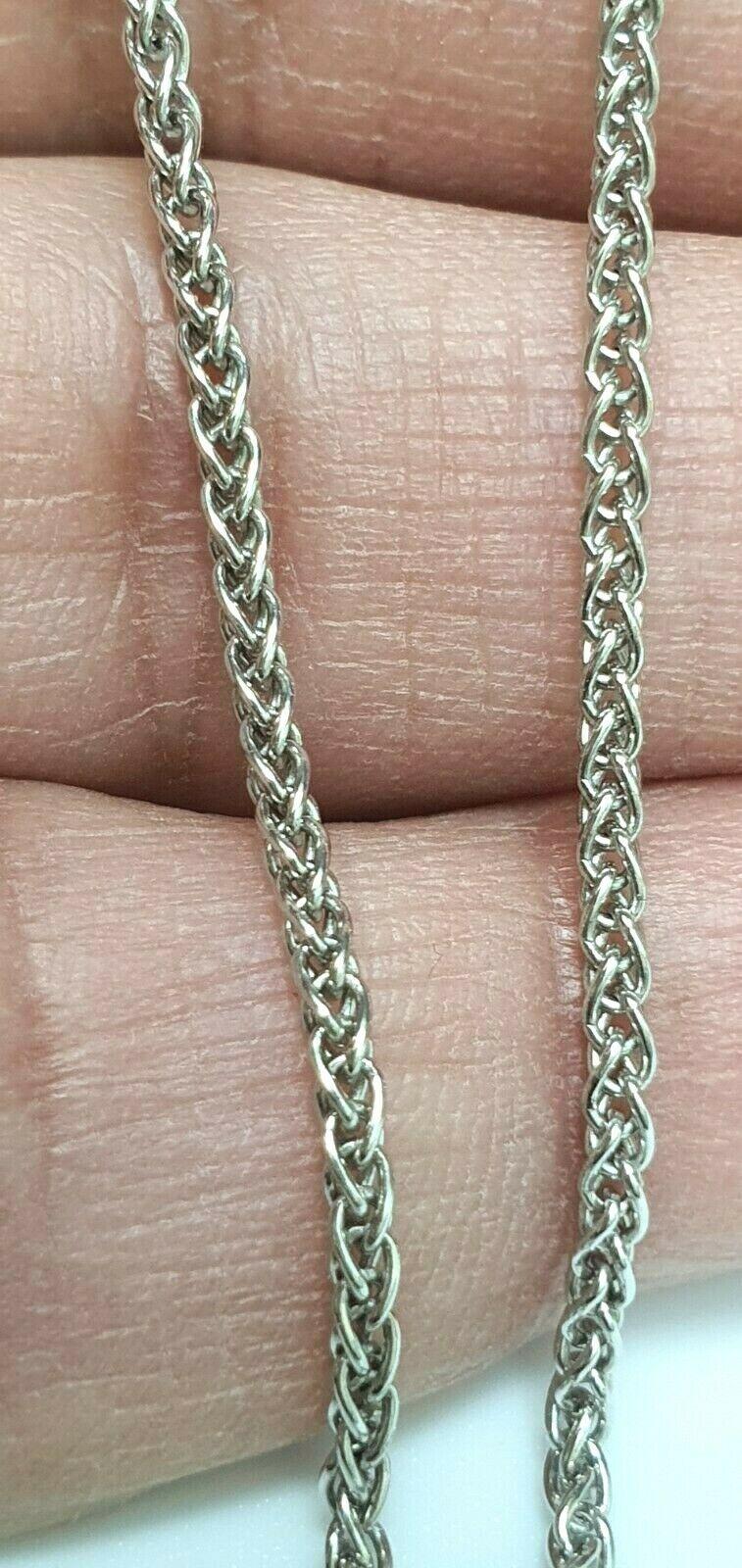 18ct White Gold Ladies Spiga Chain Necklace 16'' inches Long Hallmarked