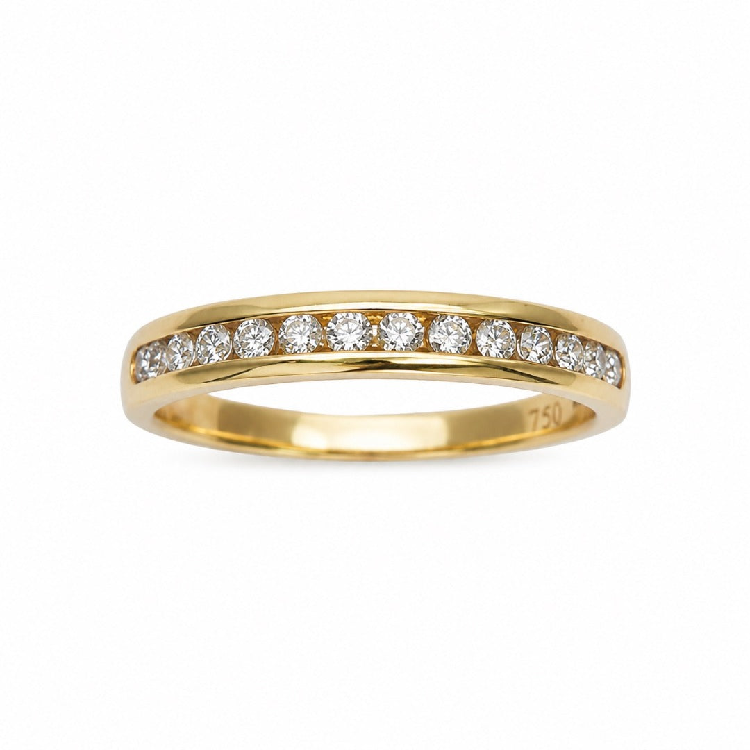 18ct Yellow Gold Natural Diamond Channel Set Half Eternity Ring 0.25ct