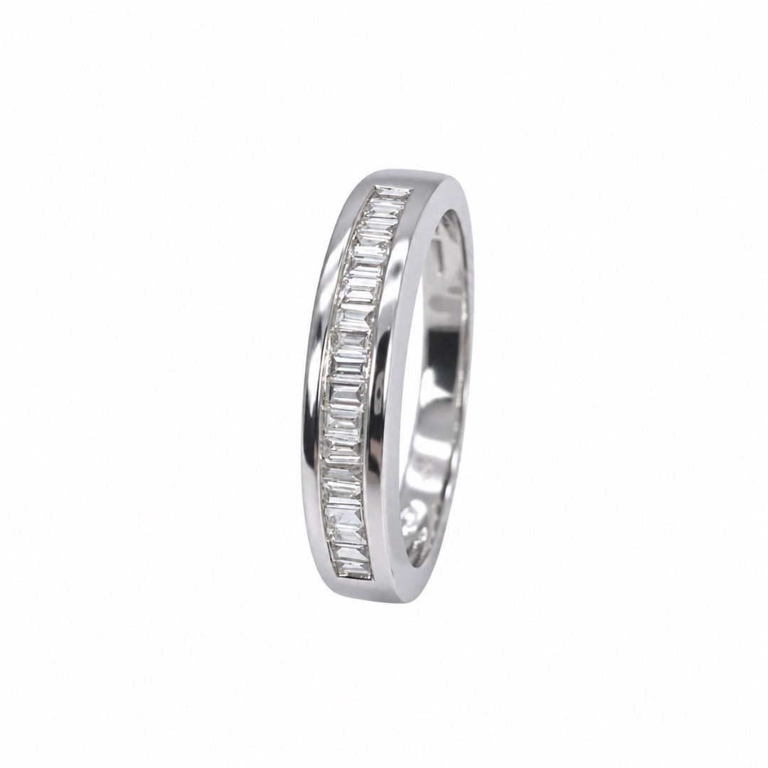 18ct White Gold Natural Baguette Diamond Half Eternity Ring Channel Set 0.20ct