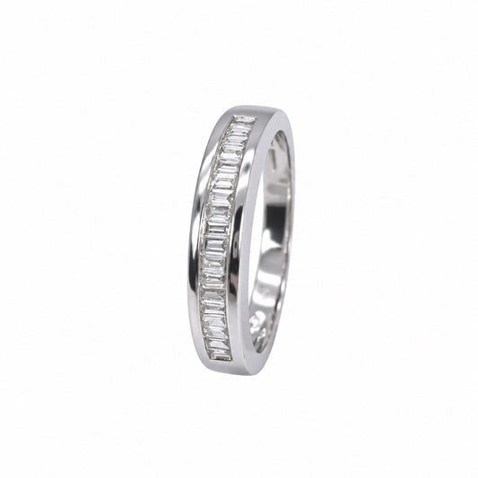 18ct White Gold Natural Baguette Diamond Half Eternity Ring Channel Set 0.20ct