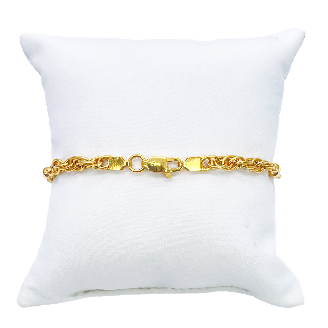 22ct Yellow Gold Fancy Two-Tone Chain Link Bracelet 8 inches 4.6mm Width