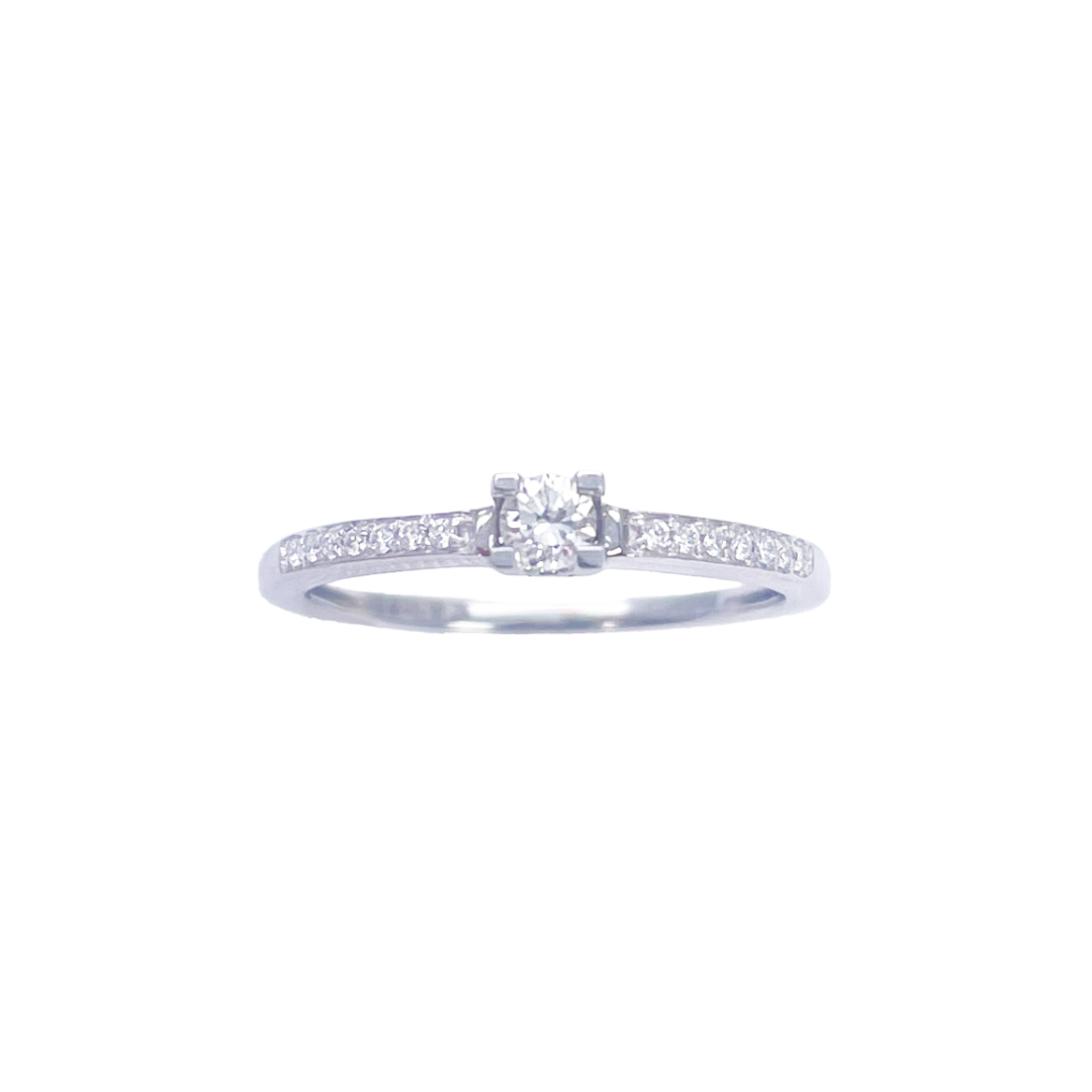 18ct White Gold Round Cut Diamond Engagement Ring 0.15 carats