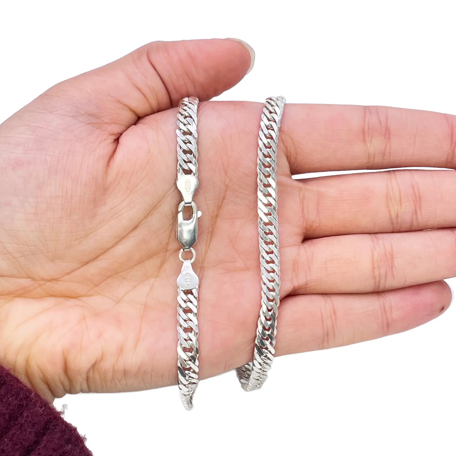 925 Sterling SIlver Curb Chain Necklace 28''inches 6.6mm Width 