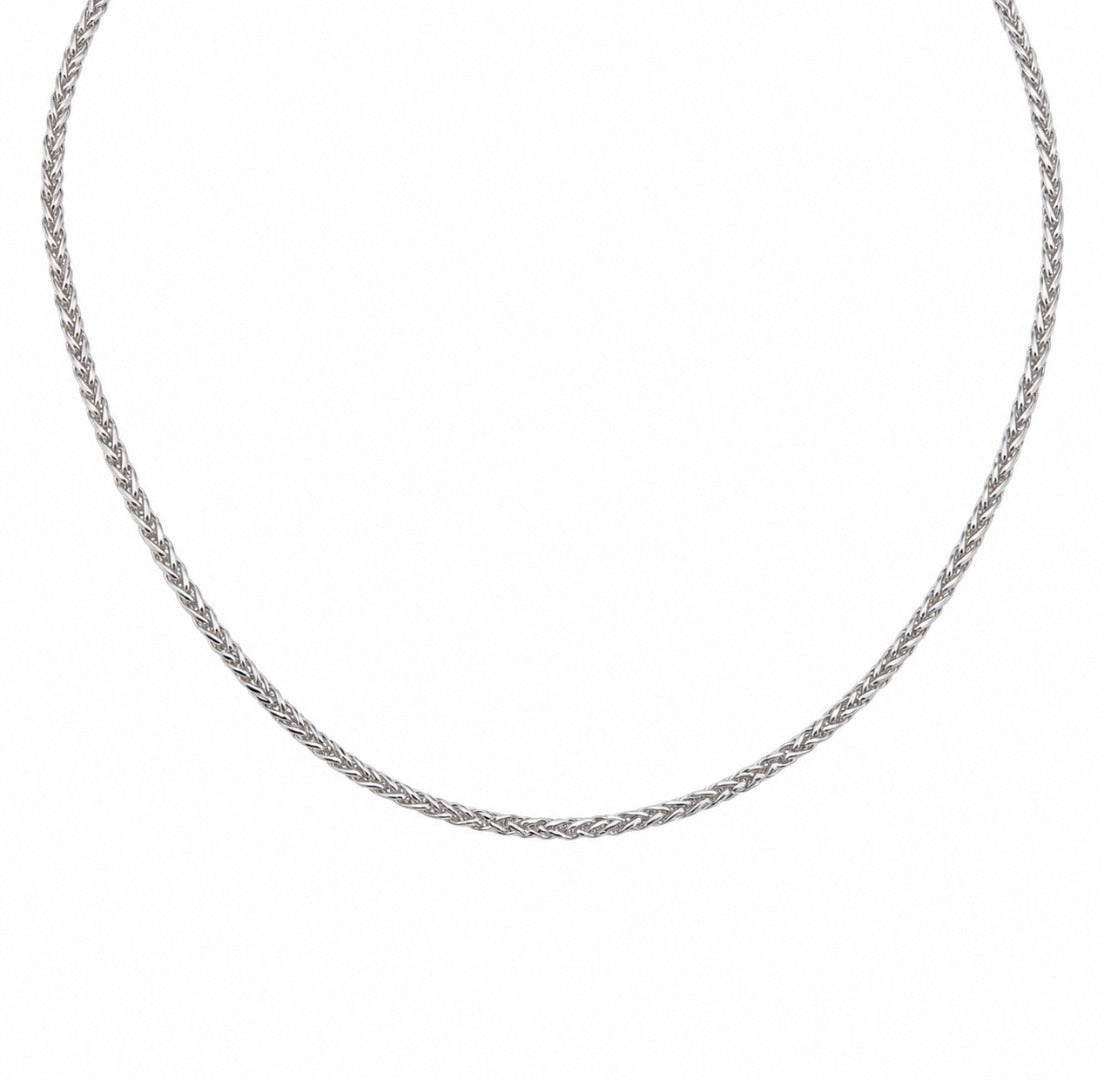 Platinum Spiga Chain Necklace Wheat Link Design 16 Inches