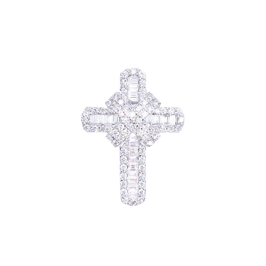 9ct White Gold Baguette & Round Natural Diamond Cross Pendant 0.40ct  Diamond Bracelets