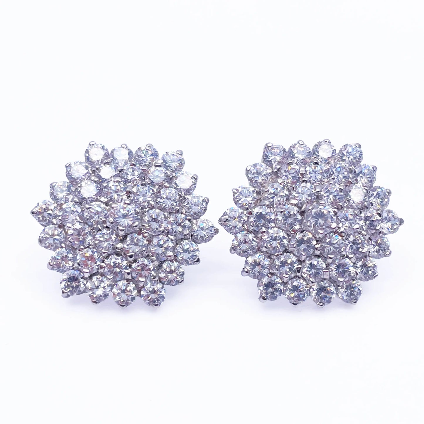 9ct White Gold Cubic Zirconia Hexagonal Cluster Earrings Hallmarked 20mm Wide 