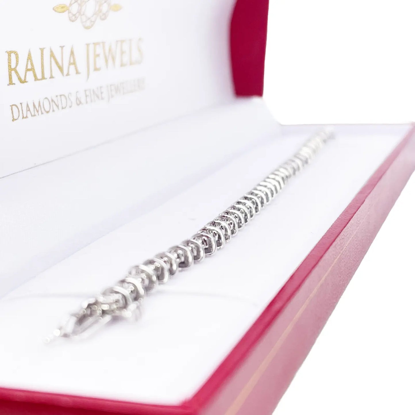 9ct White Gold Diamond Bracelet Illusion Set 0.50ct 6.5 Inches 