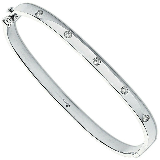9ct White Gold Five Round Diamond  Bangle 0.20 carat  Diamond Bracelets