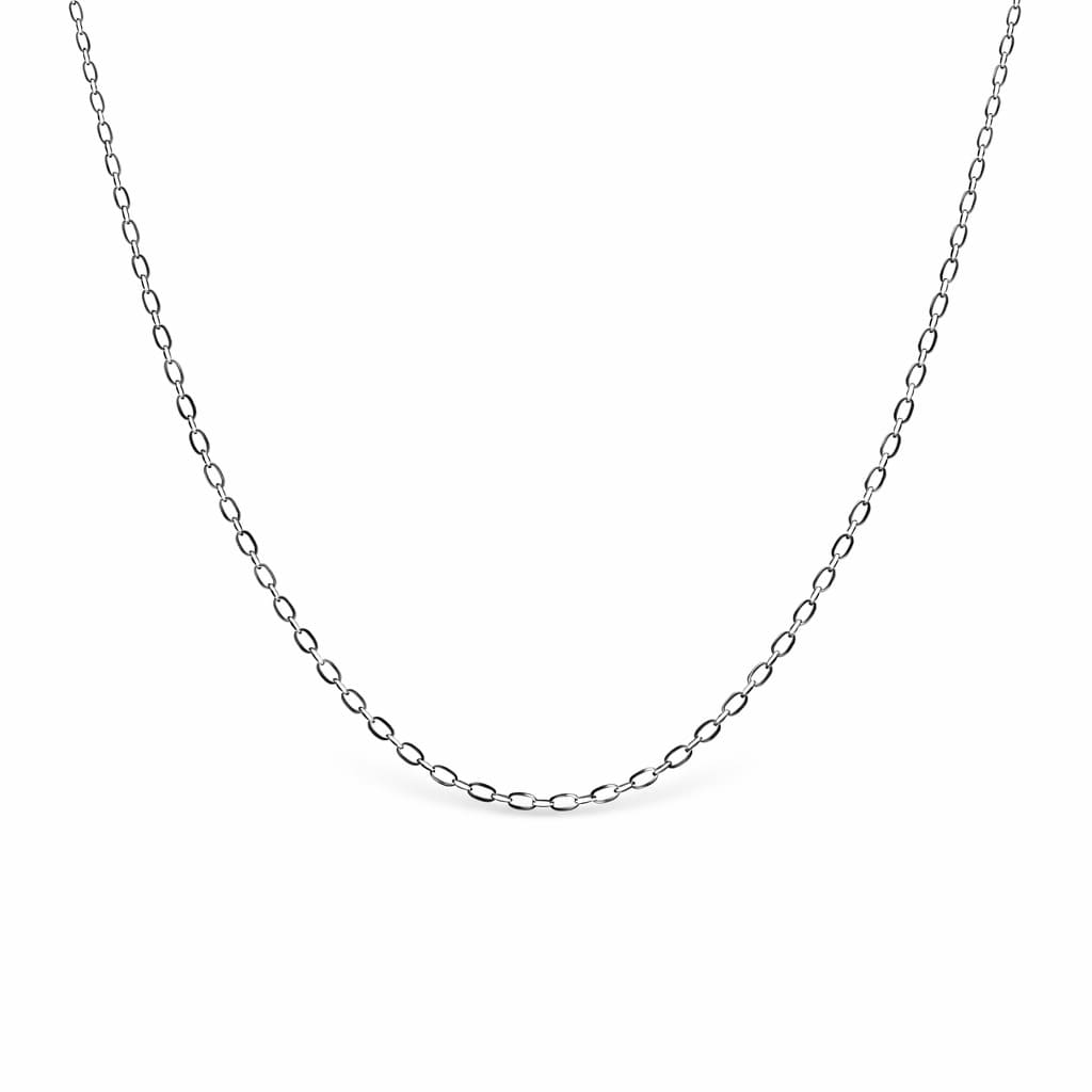 Platinum Cable Trace Link Chain Necklace 16 Inches 0.9mm Width