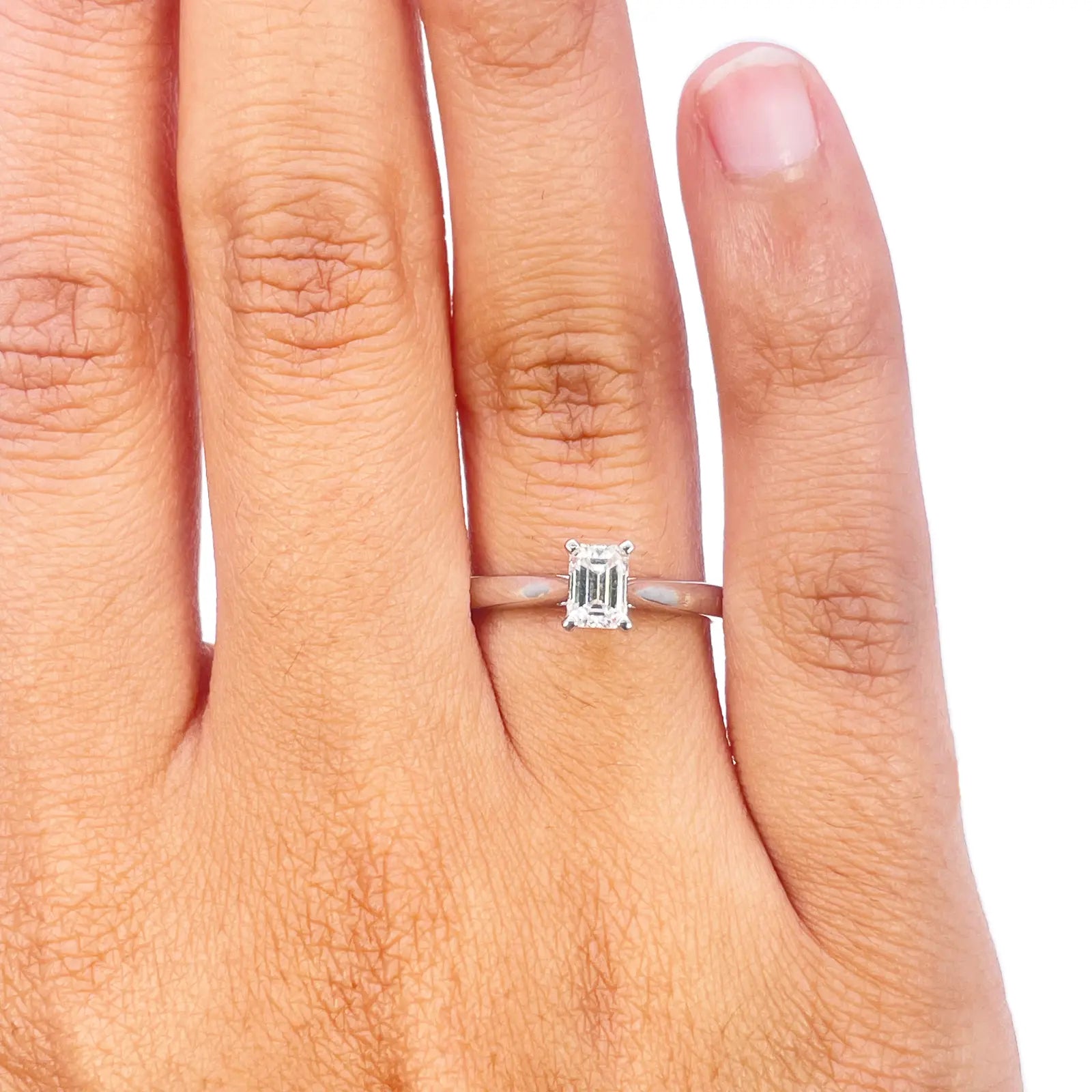 Emerald Cut Natural Diamond Solitaire Engagement Ring 0.50ct GIA Certified  Diamond Ring