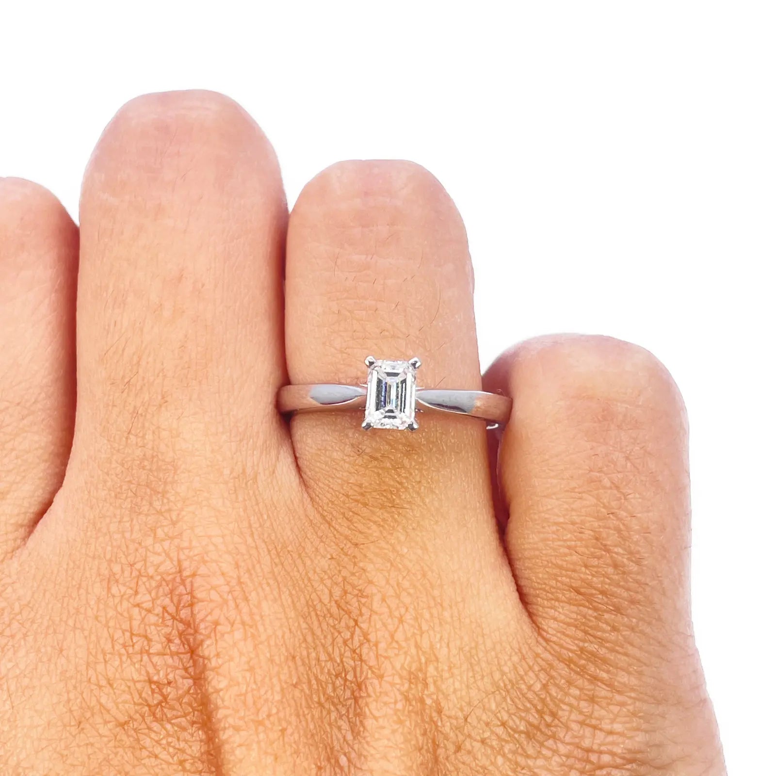 Emerald Cut Natural Diamond Solitaire Engagement Ring 0.50ct GIA Certified  Diamond Ring