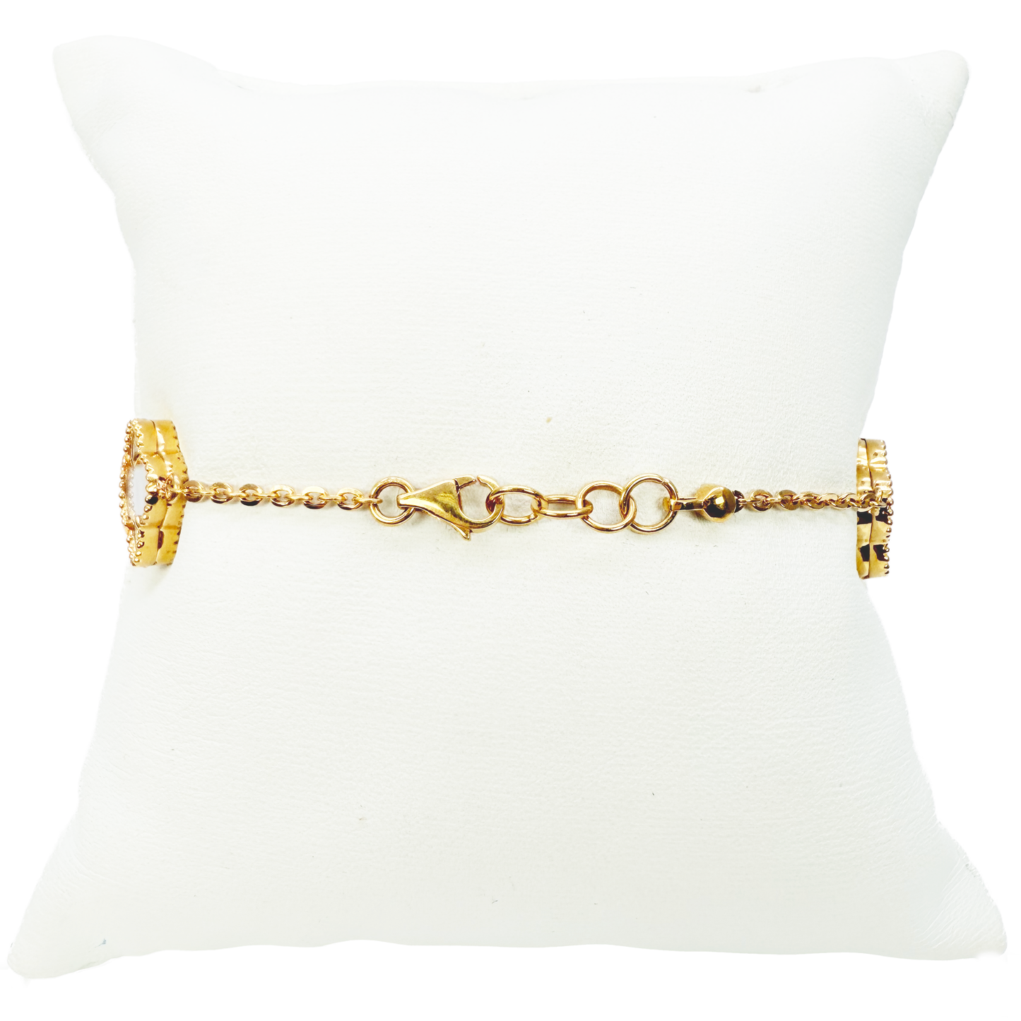 22ct Yellow Gold 5 Floral Clover Mother Of Pearl Bracelet 7 inches