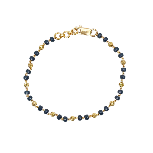 22ct Yellow Gold Baby Bracelet Double Black & Gold Beads (Maniya/Manka/Nazariya)