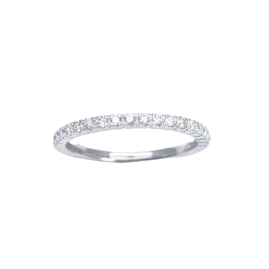 18ct White Gold Round Diamond Half Eternity Band Claw Set 0.26ct