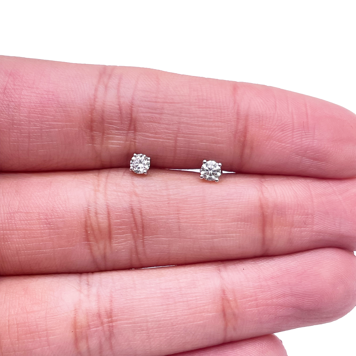 18ct White/Yellow Gold Diamond Solitaire Children's Earrings 0.24ct Child friendly