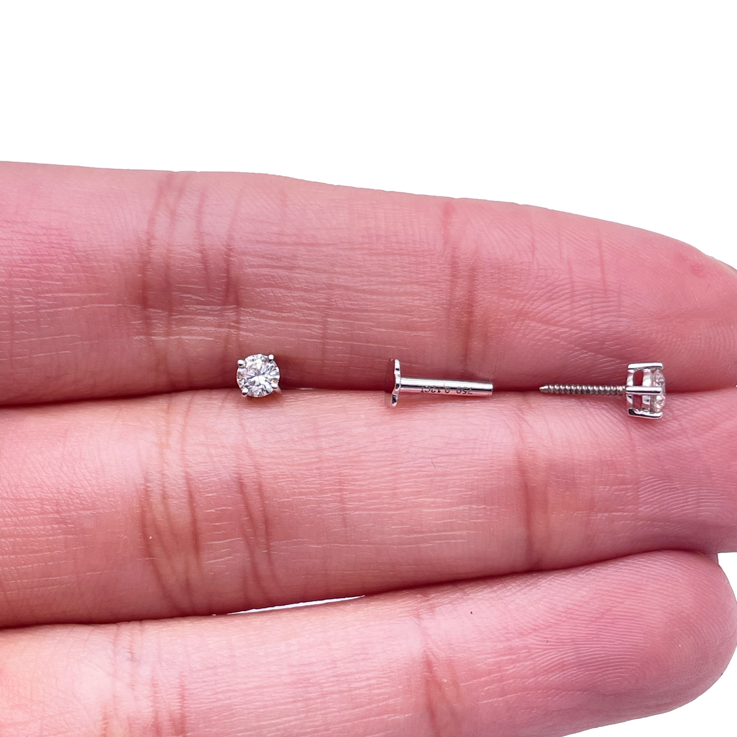 18ct White/Yellow Gold Diamond Solitaire Children's Earrings 0.24ct Child friendly