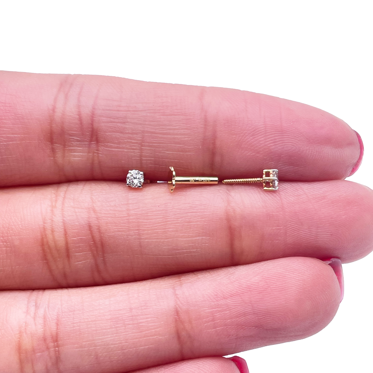 18ct White/Yellow Gold Diamond Children's Earrings 0.14ct Child friendly