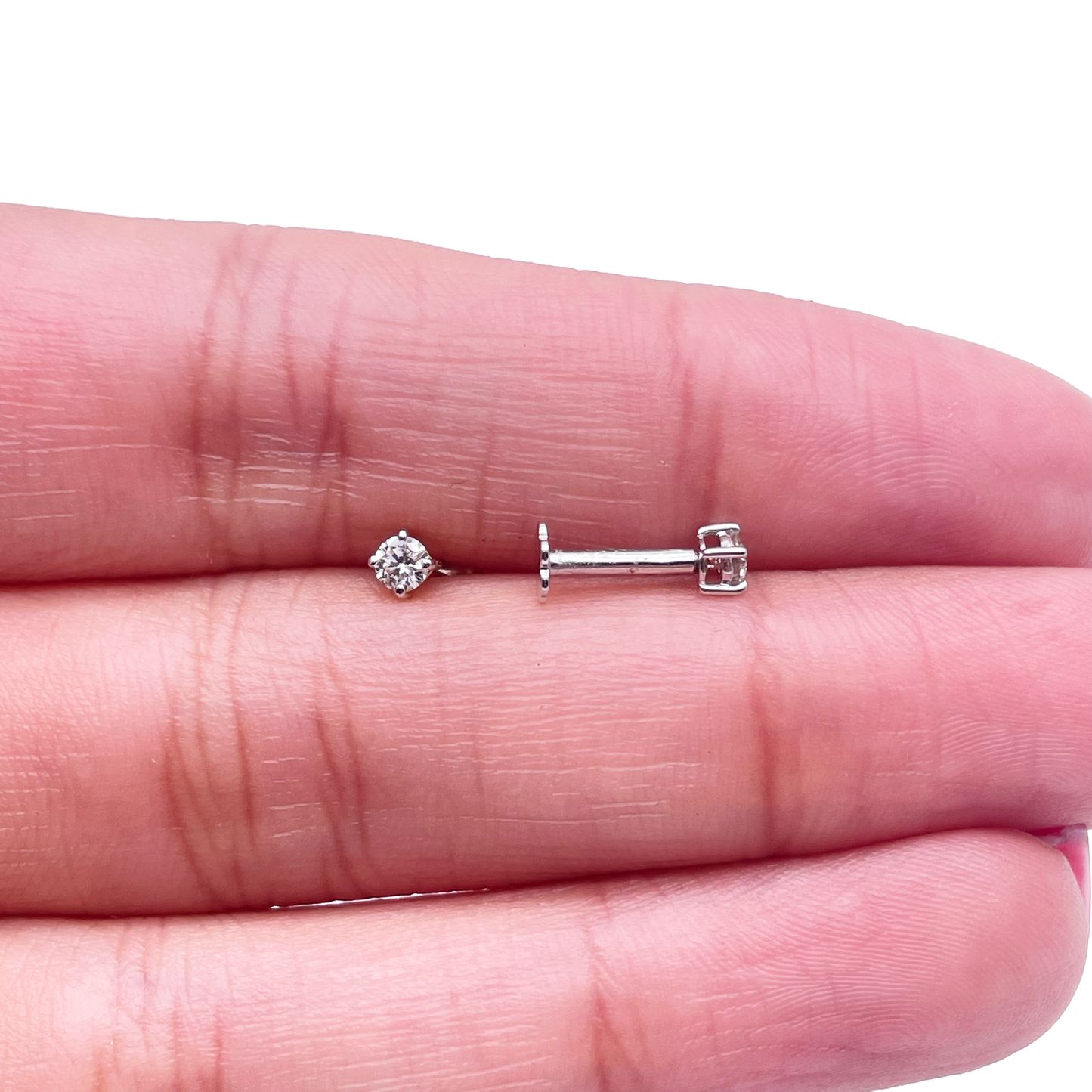 18ct White/Yellow Gold Diamond Children's Earrings 0.14ct Child friendly