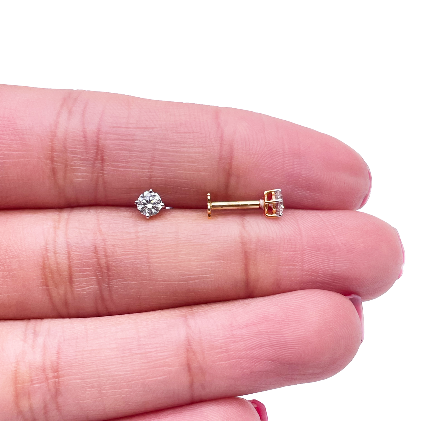 18ct White/Yellow Gold Diamond Children's Earrings 0.30ct Child friendly