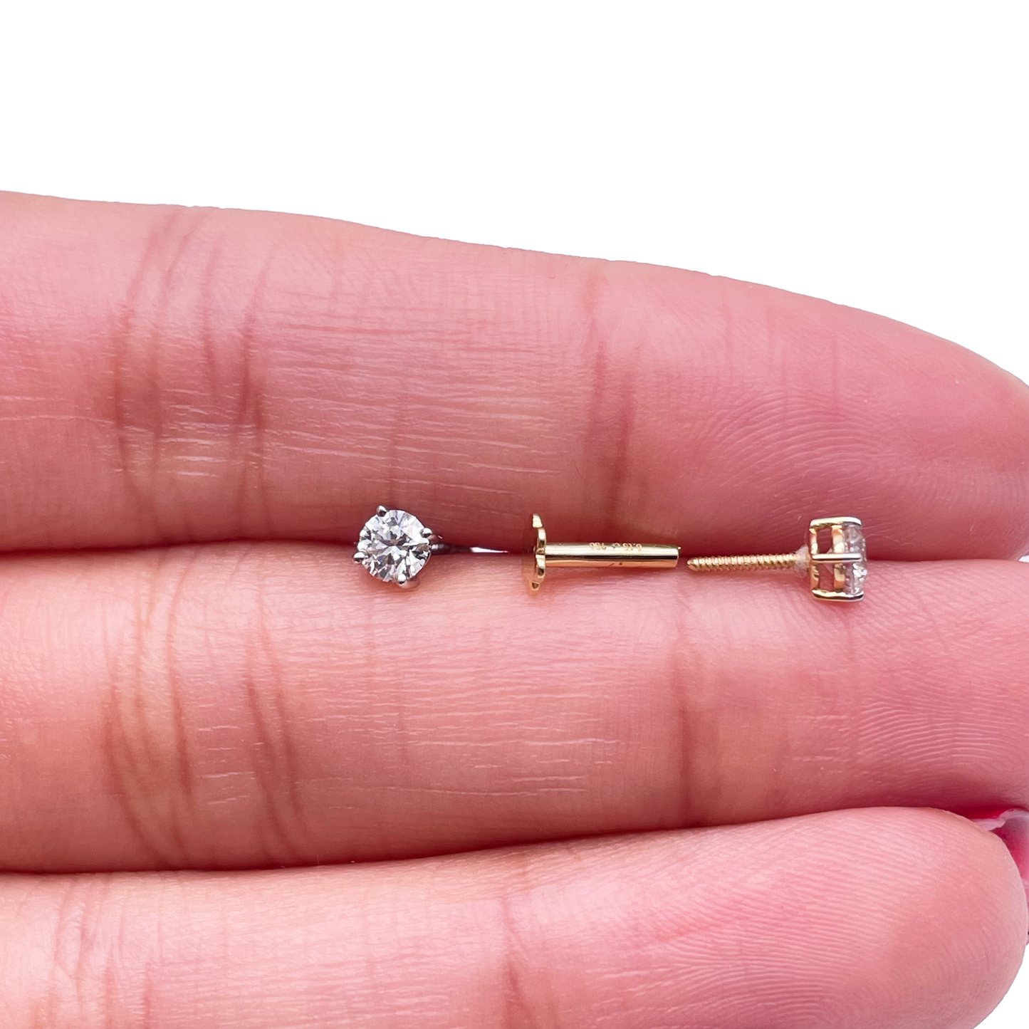 18ct White/Yellow Gold Diamond Children's Earrings 0.30ct Child friendly