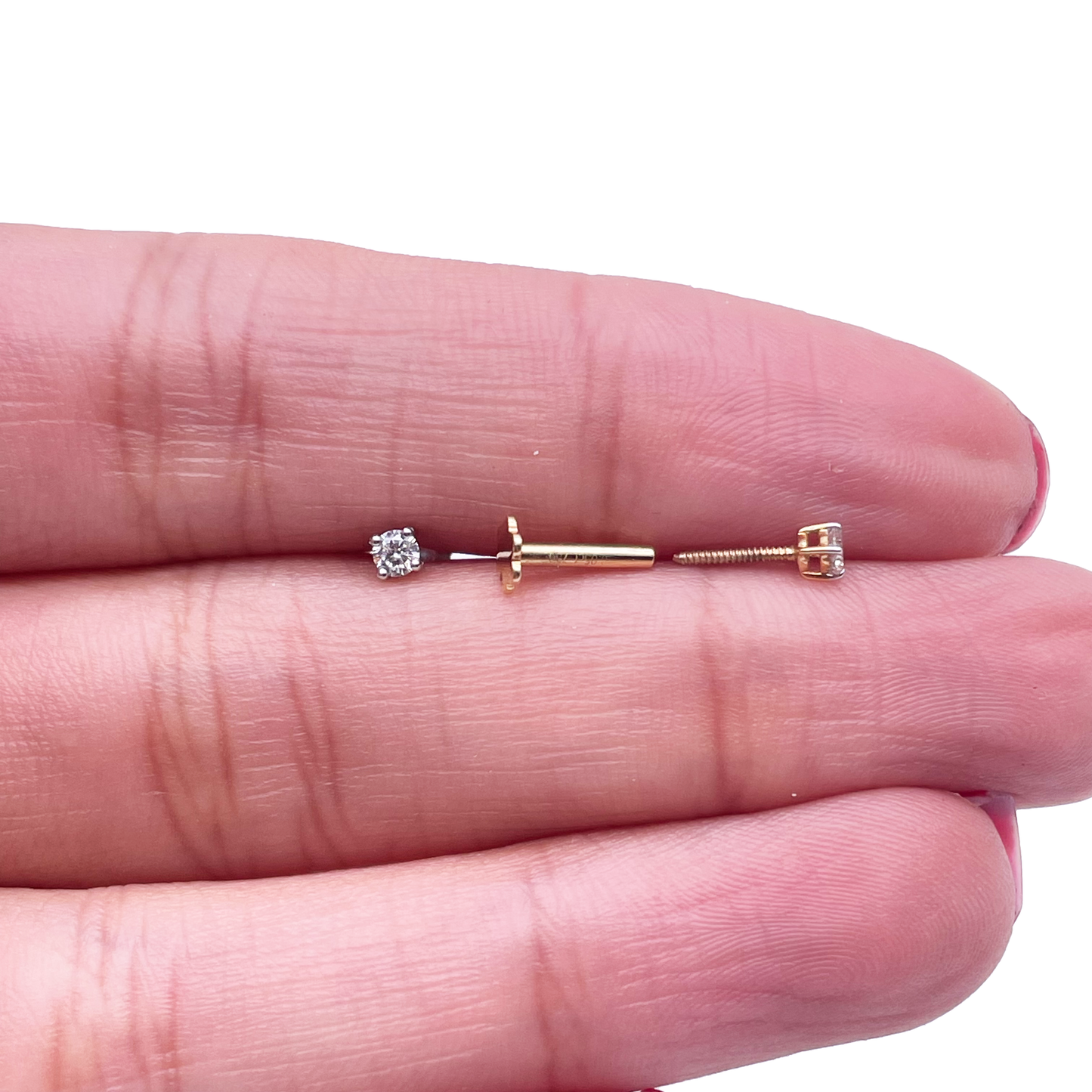 18ct White/Yellow Gold Diamond Children's Earrings 0.10ct Child friendly