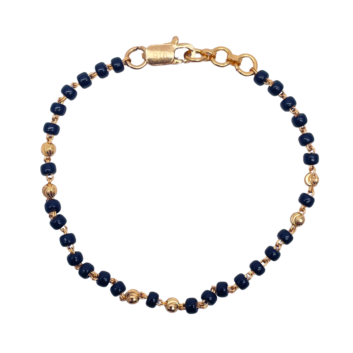 22ct Yellow Gold Children's Bracelet Black & Gold Beads (Maniya/Manka/Nazariya)