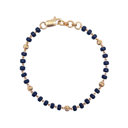 22ct Yellow Gold Children's Bracelet Black & Gold Beads (Maniya/Manka/Nazariya)