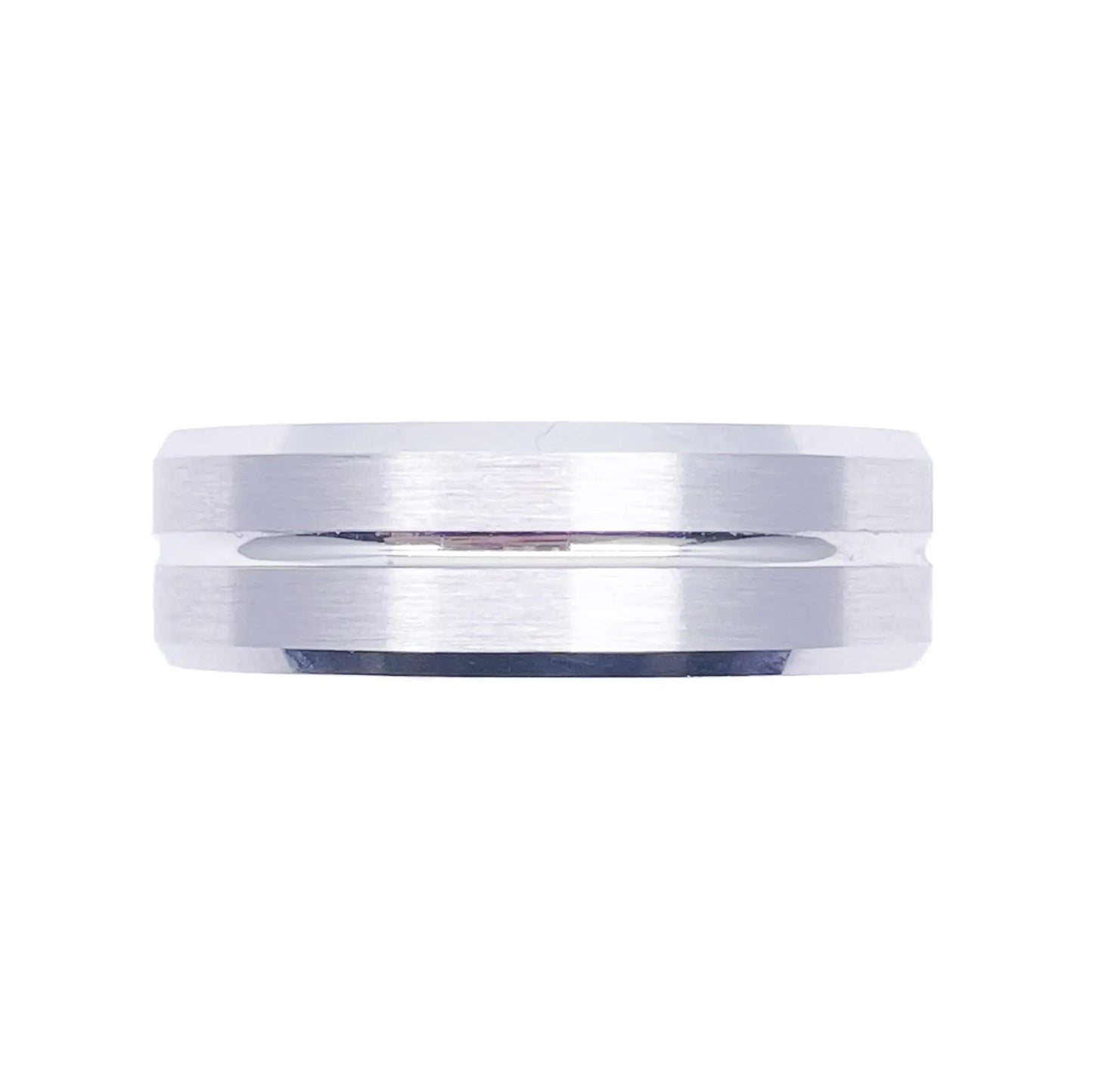 Mens Platinum Wedding Band 7mm Matt with Centre Groove & Bevelled Edges Heavy Weight  Platinum Ring