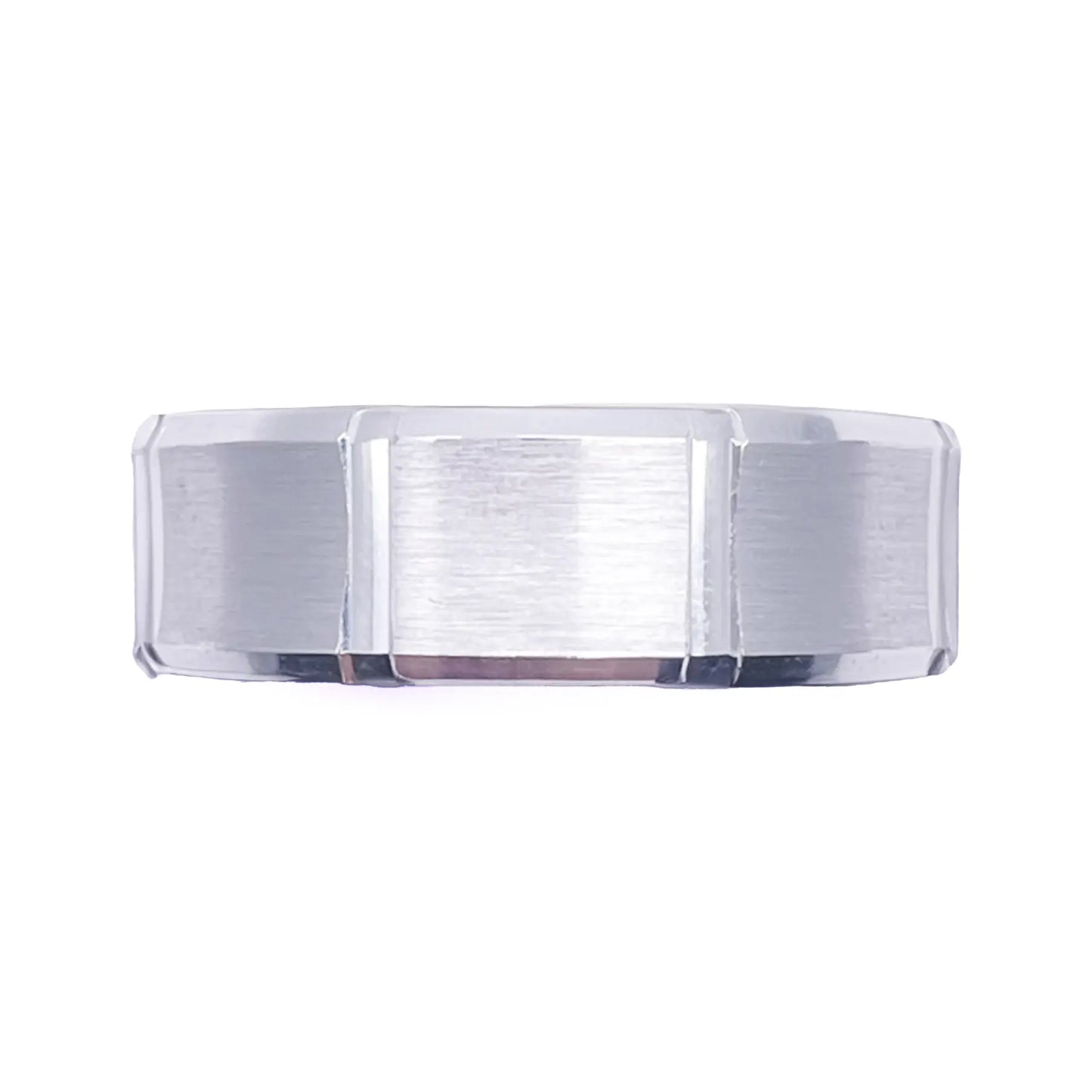 Mens Platinum Wedding Band 7mm Square Matt Finish & Bevelled Edges Heavy Weight 