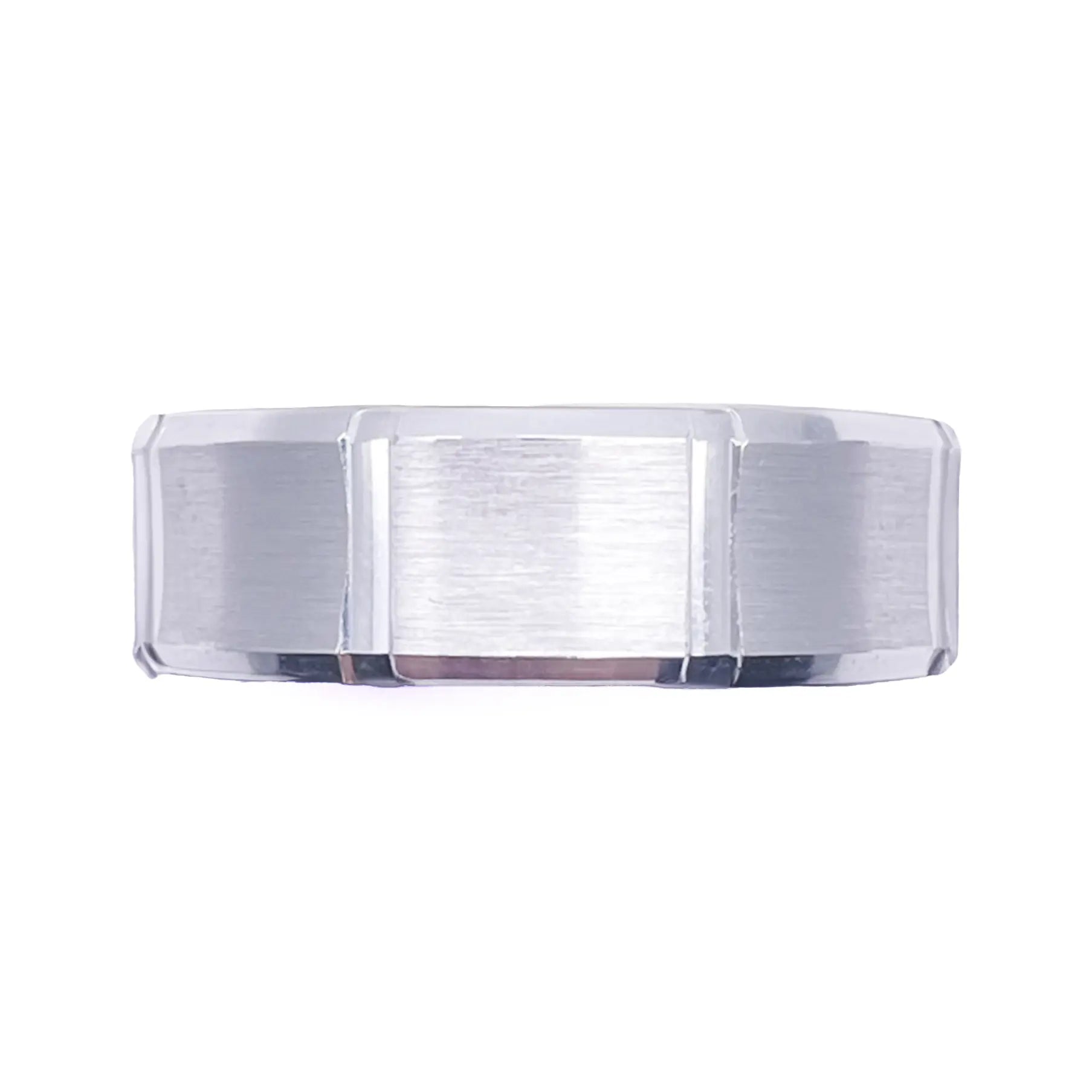 Mens Platinum Wedding Band 7mm Square Matt Finish & Bevelled Edges Heavy Weight 