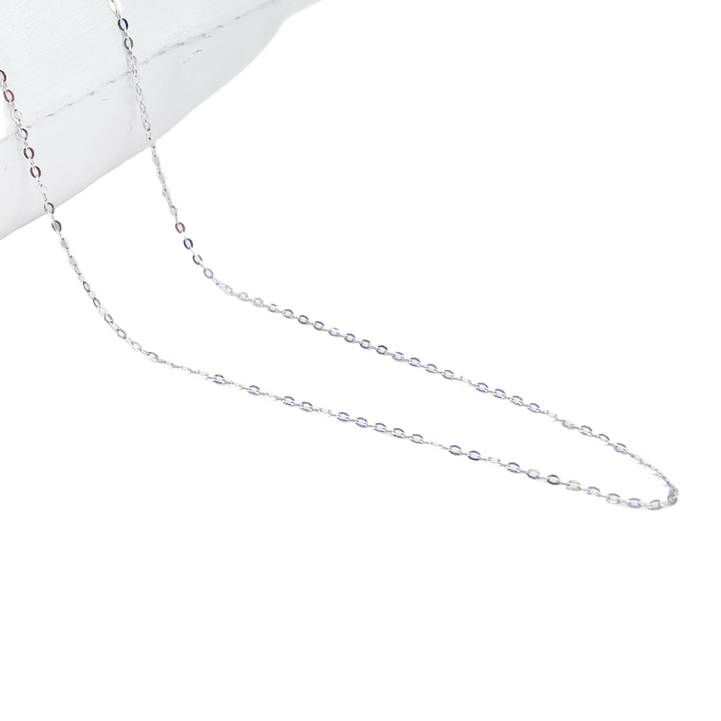 Platinum Cable Trace Link Chain Necklace 16 Inches 0.9mm Width 