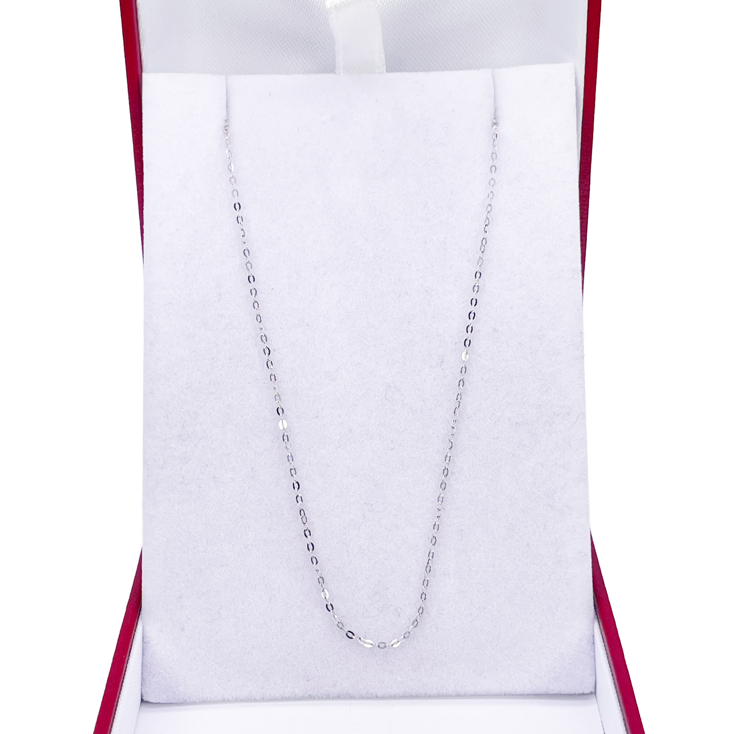 Platinum Cable Trace Link Chain Necklace 16 Inches 0.9mm Width 