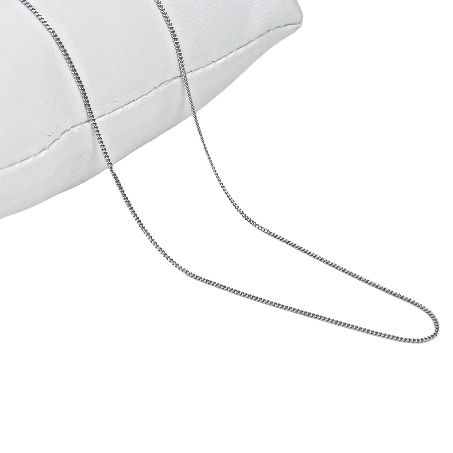 Platinum Curb Chain Necklace 18 Inches 0.8mm Width 