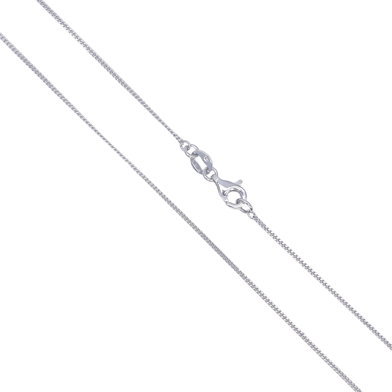 Platinum Curb Chain Necklace 18 Inches 0.8mm Width 