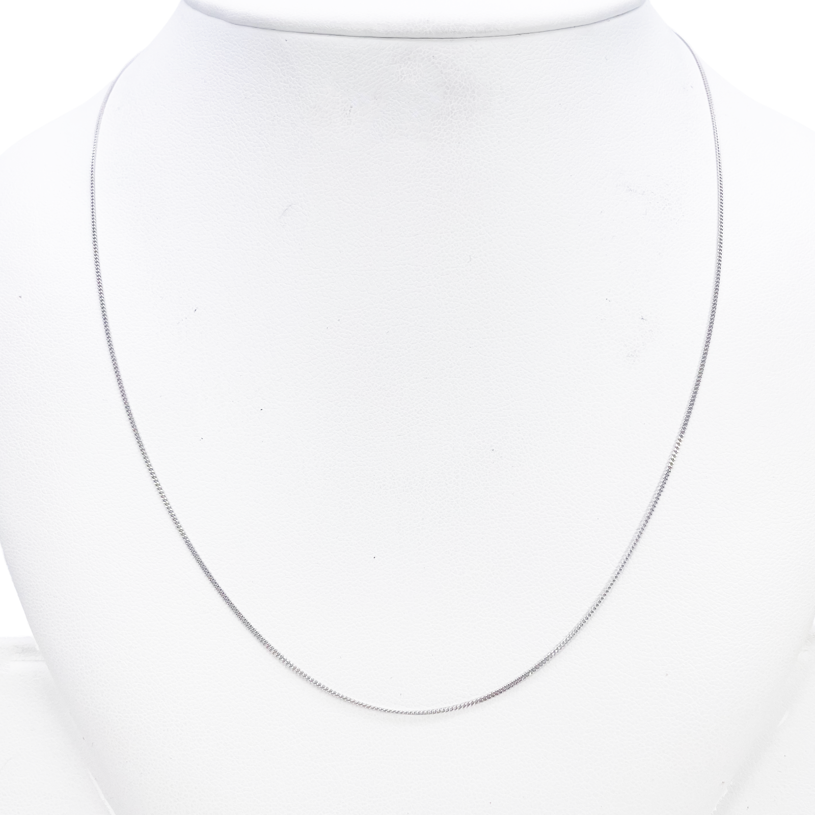 Platinum Curb Chain Necklace 18 Inches 0.8mm Width 