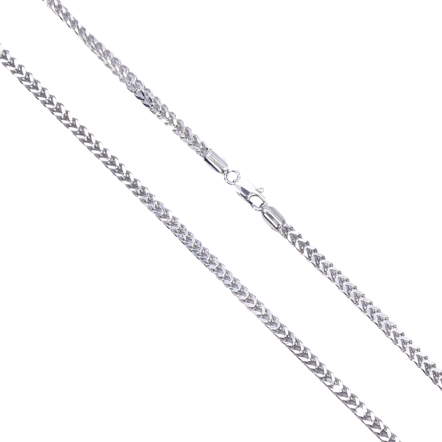 Platinum Foxtail Chain Necklace 23" Inches & 2.6mm Width  Diamond Bracelets