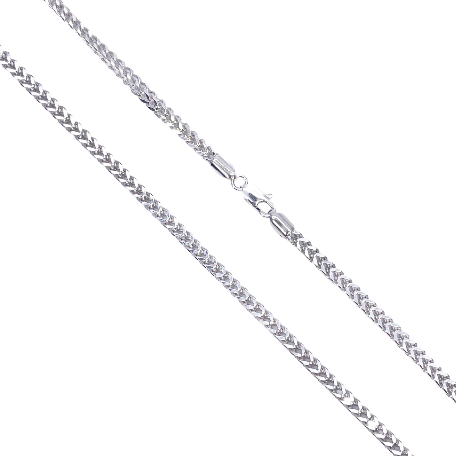 Platinum Foxtail Chain Necklace 23" Inches & 2.6mm Width  Diamond Bracelets