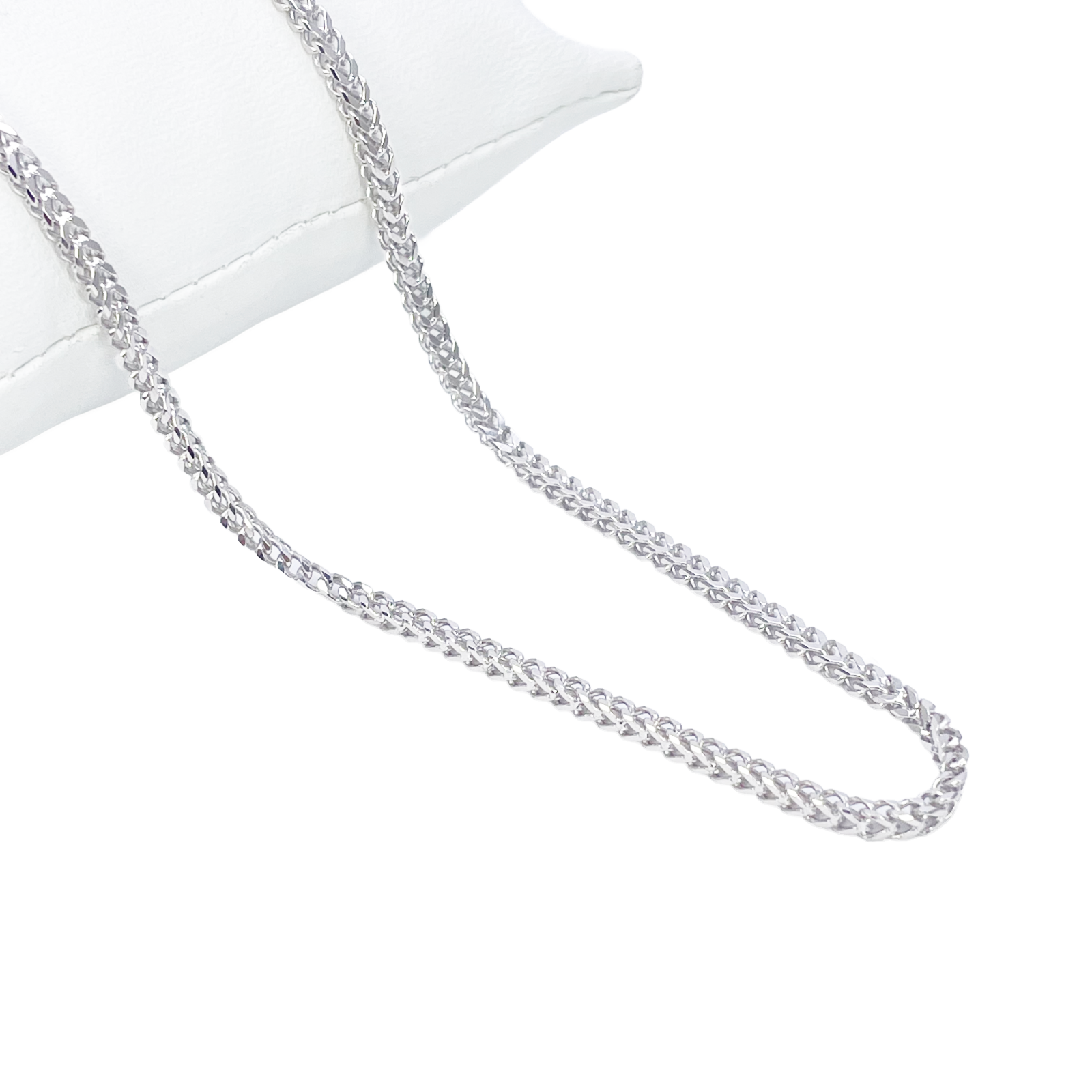 Platinum Foxtail Chain Necklace 23" Inches & 2.6mm Width  Diamond Bracelets