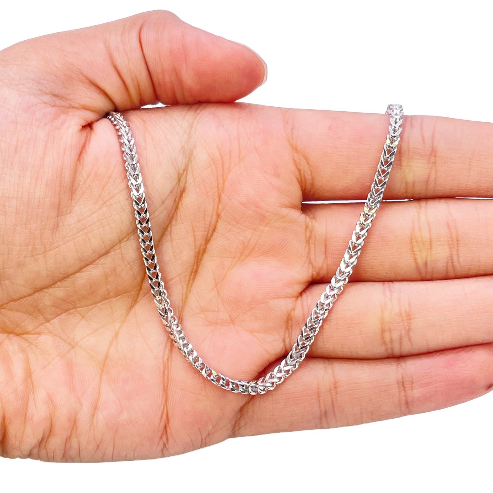 Platinum Foxtail Chain Necklace 23" Inches & 2.6mm Width  Diamond Bracelets